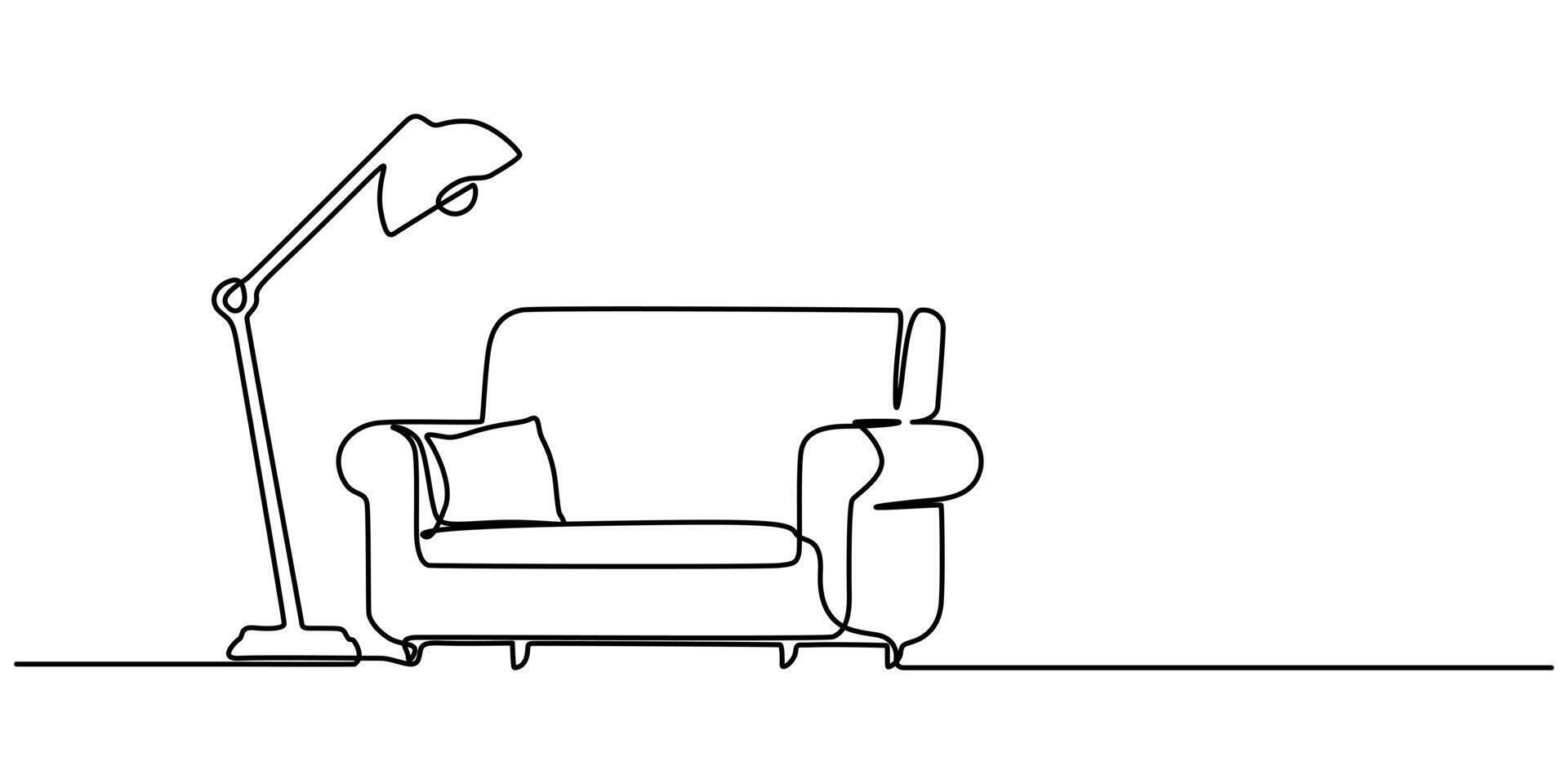 Continuous One Line Drawing of Interior Design Icon vector