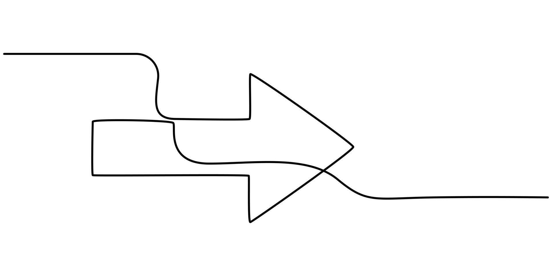 Arrow pointing right, continuous one line drawing Single line Arrow pointing right vector