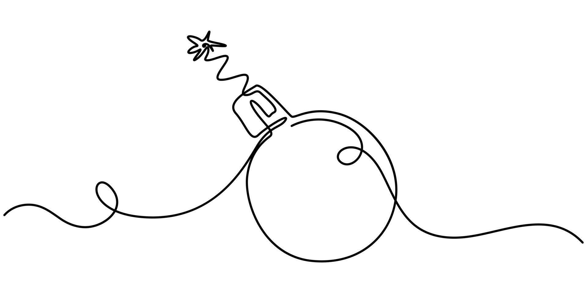 Continuous One Line Drawing Stress explosion and boom concept with fire wick in simple linear style Editable stroke Doodle outline illustration vector