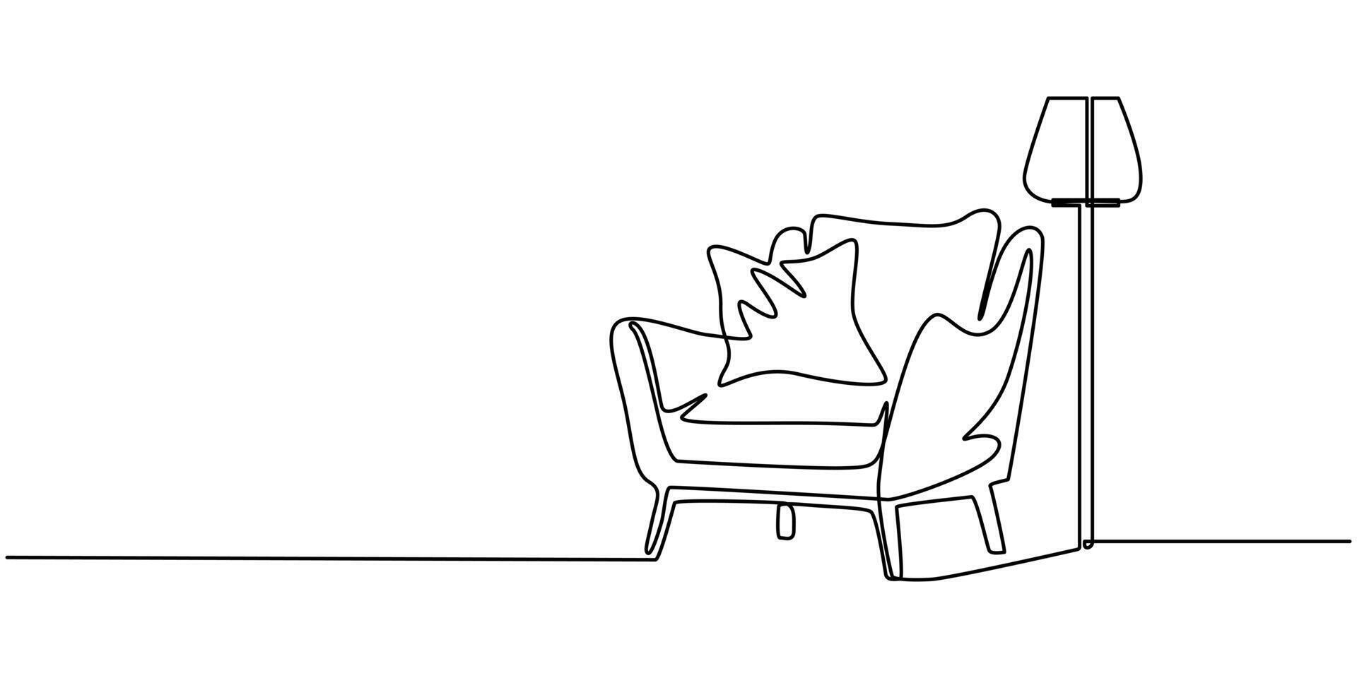 Continuous One Line Drawing of Interior Design Icon illustration vector