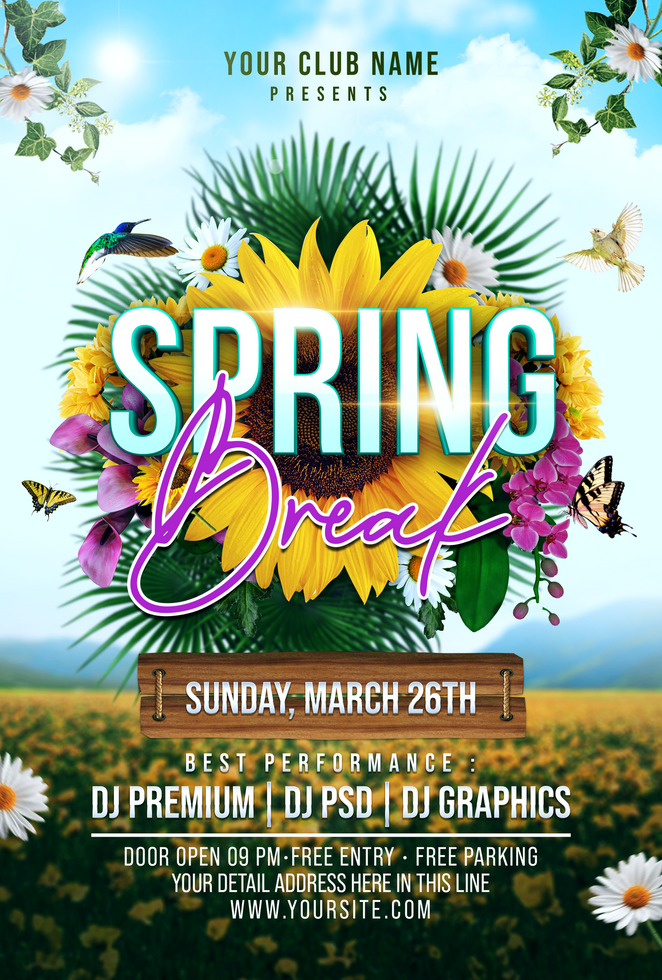 Spring Break Flyer psd