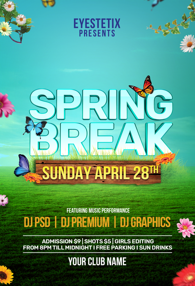 Spring Break Event PartyFlyer psd