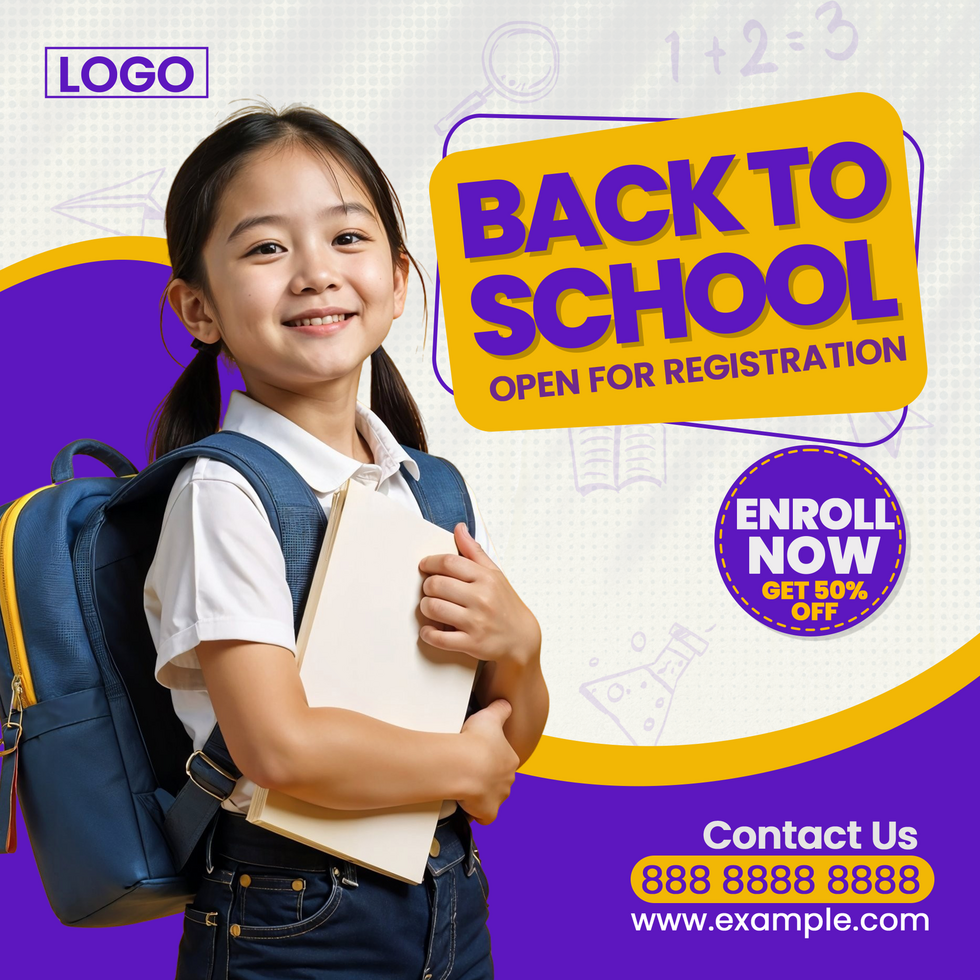 kids back to school social media post psd