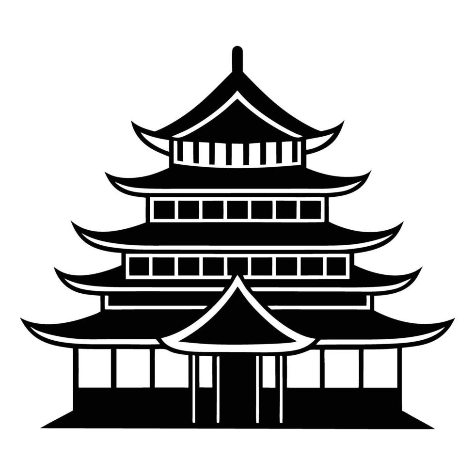 Simple, stylish illustration of a traditional East Asian pagoda. Perfect for websites, logos, or design projects needing an Asian theme. vector