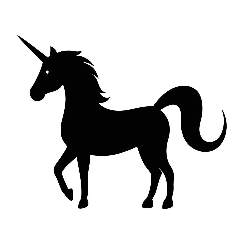 A black silhouette of a unicorn on a white background vector