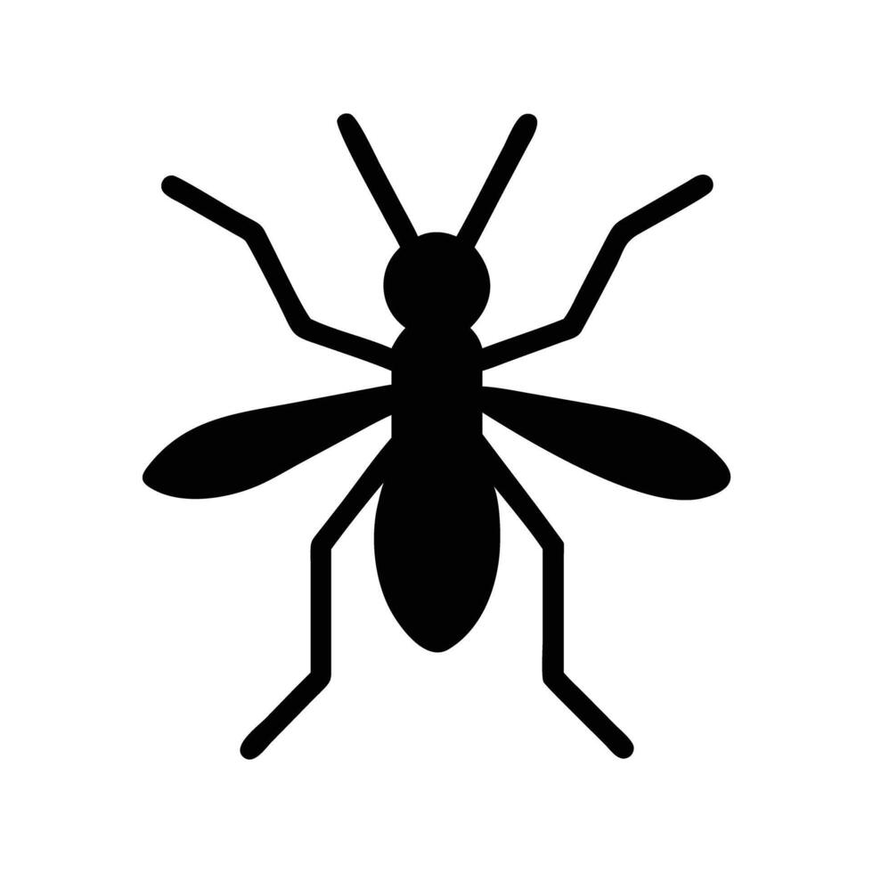 Simple black silhouette illustration of a mosquito. Perfect for pest control, health, and nature-related designs. vector