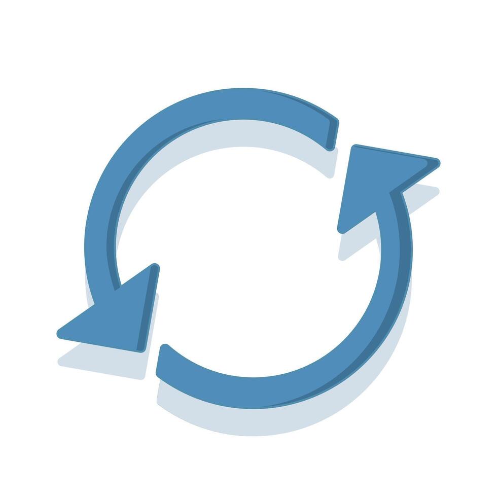 Reloading concept, or update. Two circular arrows with colors. Refresh function, synchronization. Minimalist and versatile, for web interface, mobile app or software icon. Flat design illustration. vector