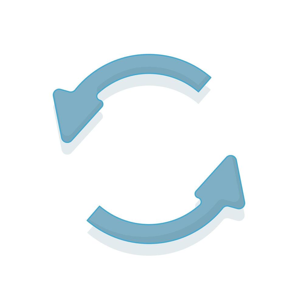 Reloading concept, or update. Two circular arrows with colors. Refresh function, synchronization. Minimalist and versatile, for web interface, mobile application or software icon. Flat illustration. vector