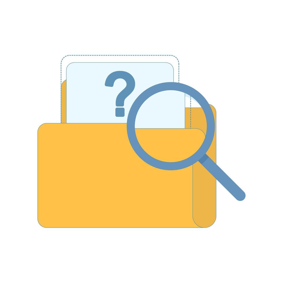 concepts like file not found, empty folder with magnifying glass and flies. Perfect for lost documents, data loss or system bugs. Web design and error pages. Flat cartoon design illustrations. vector