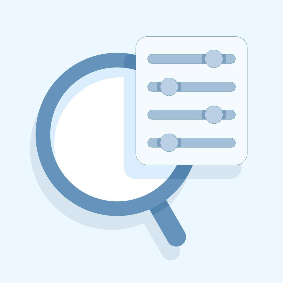 search and filter functions. magnifier and filter controls. for user interfaces, mobile apps, and websites with advanced search and customization features. Flat icon design vector