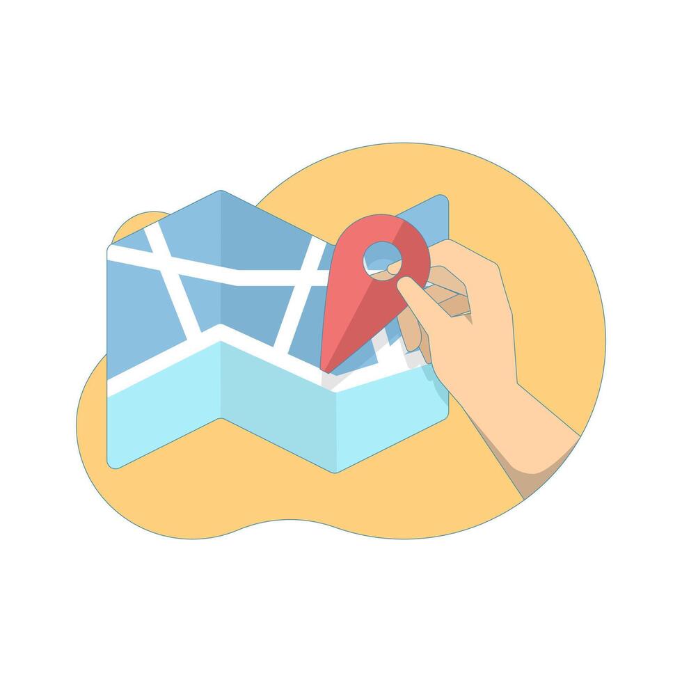 Map concept with location pin, add address or set location in mobile app. for UI design, navigation app, GPS service and e-commerce platform. Flat design illustration. vector