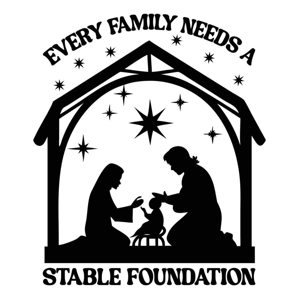 Inspiring Christian T-Shirt with Jesus Birth Scene vector