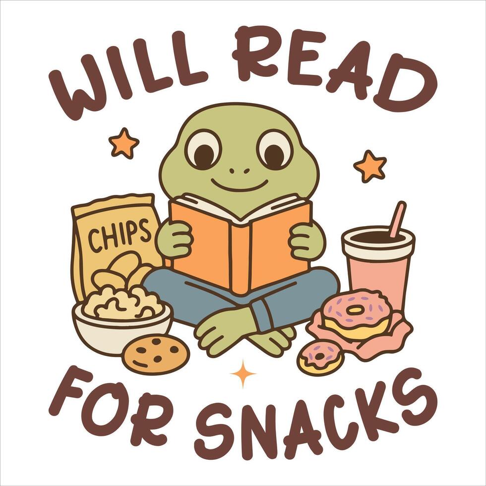 Will Read For Snacks - Reading Book t-shirt Design , Bookish Design Sublimation, reader book quotes Typography Shirt vector