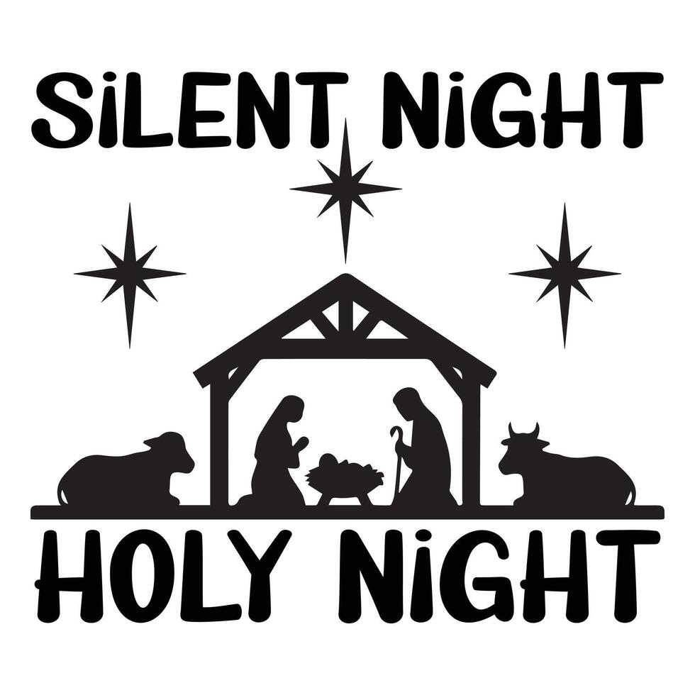 Christian Typography T-Shirt with Jesus Nativity and Bible Quotes vector