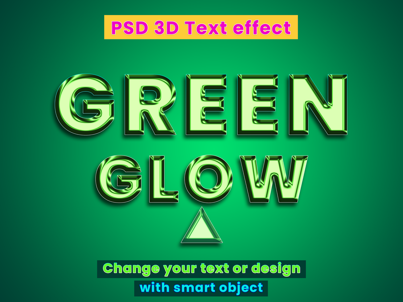 Creative luxury green glow 3d text effect mockup concept with glowing gradient 3d text mock up in bloom style psd