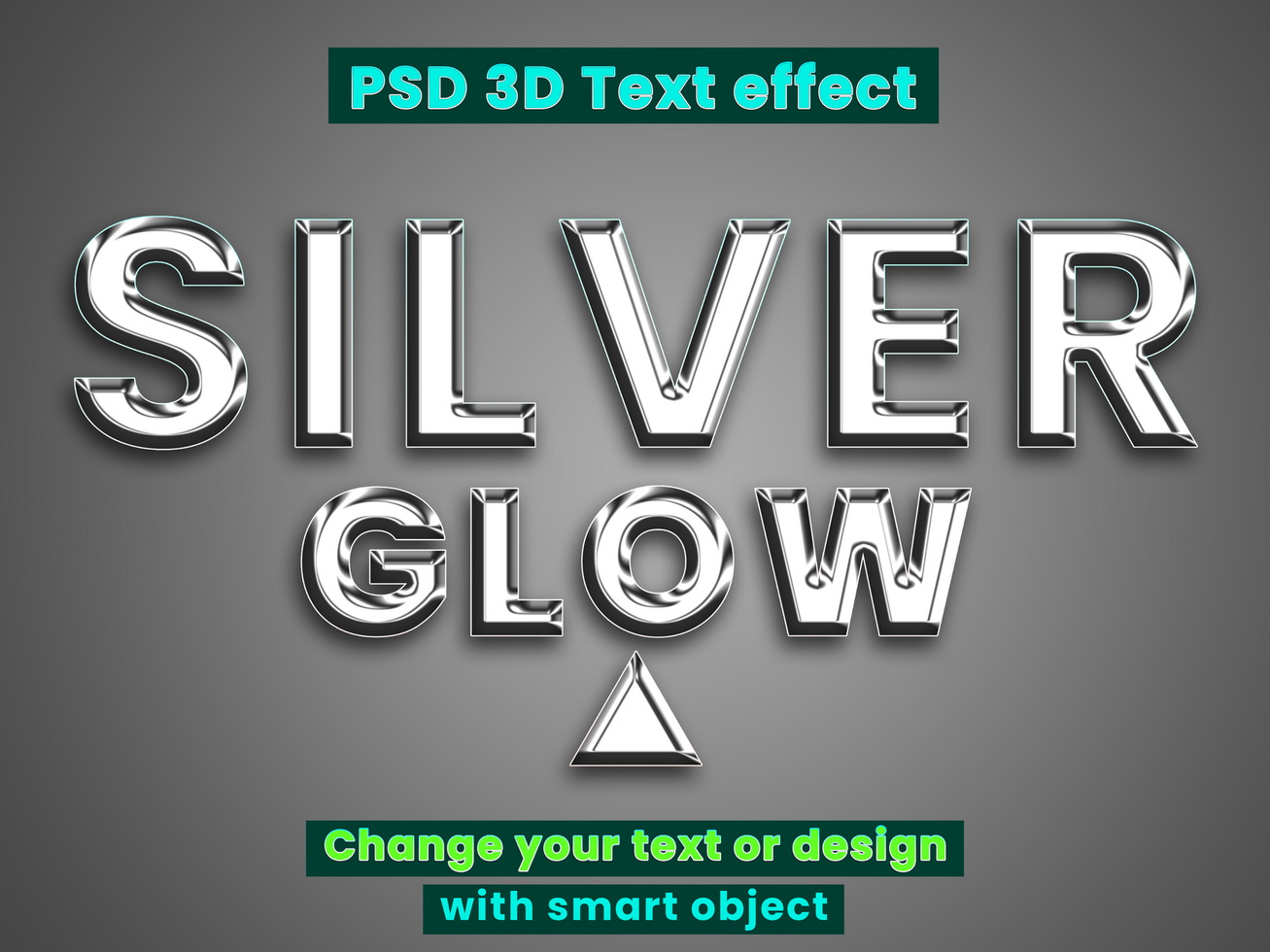 Glossy calligraphy Silver glow 3d text effect mockup styled in glitter gold with rich 3d text mock up letters psd