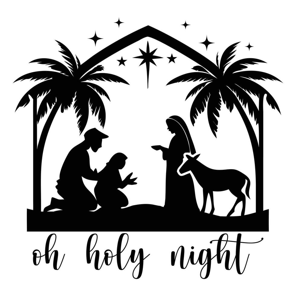 Faith Centered Nativity Scene Shirt for Christmas vector