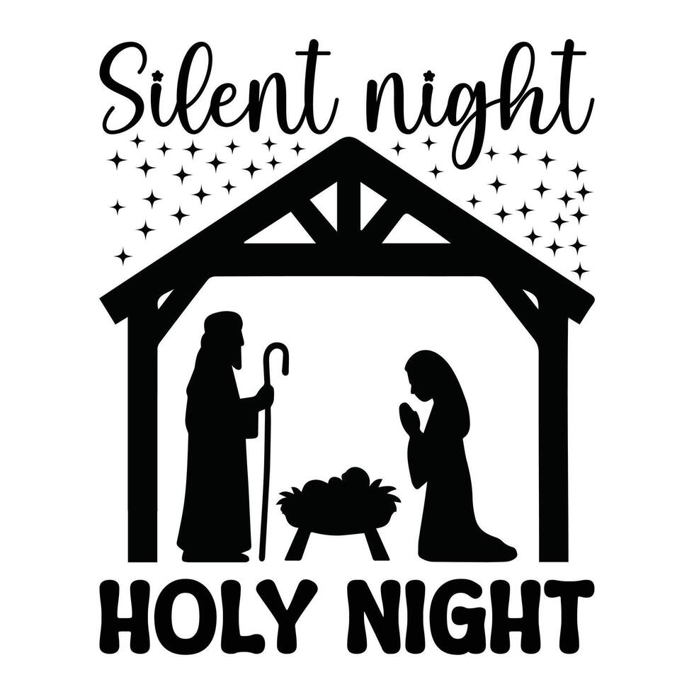 Modern Christian Typography with Jesus Birth Scene vector