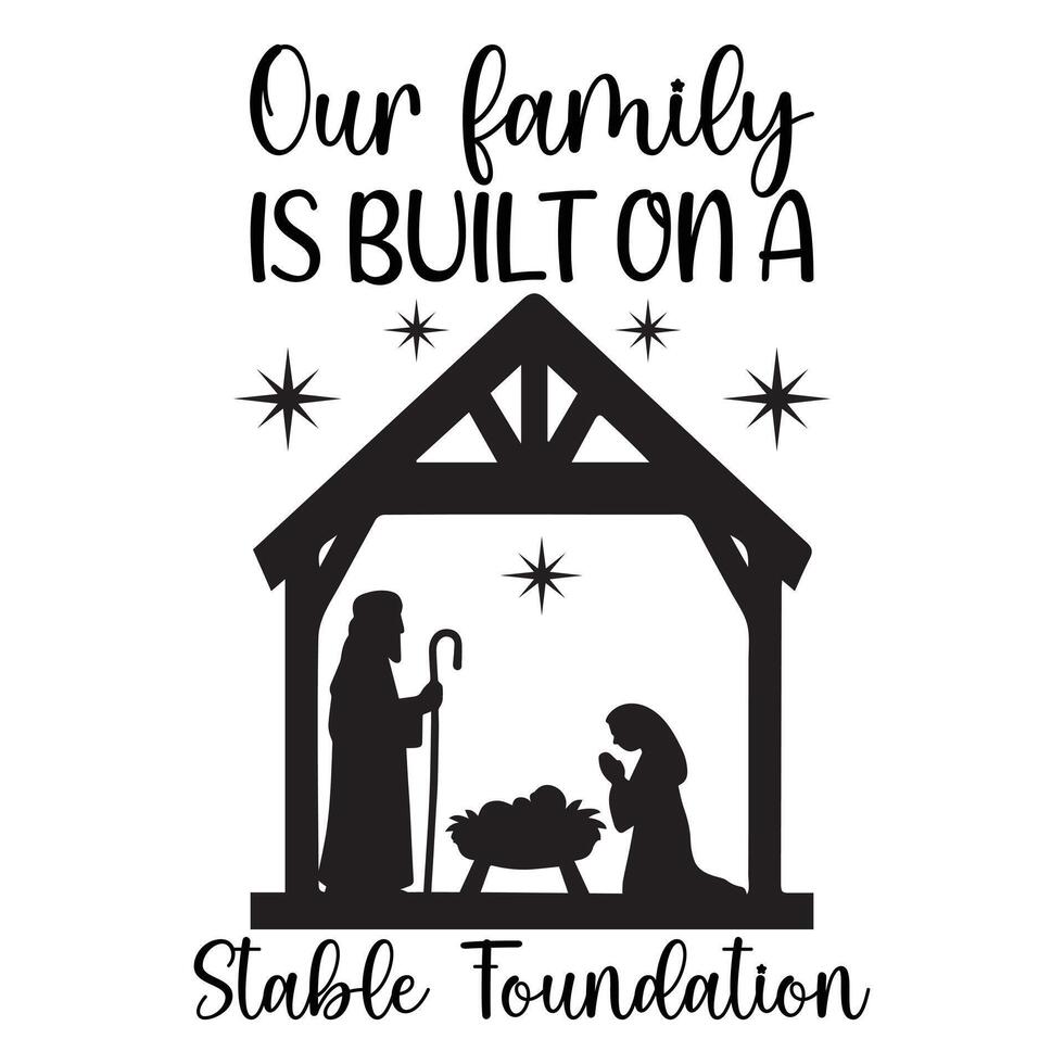 Religious Typography Shirt Featuring Jesus Nativity vector