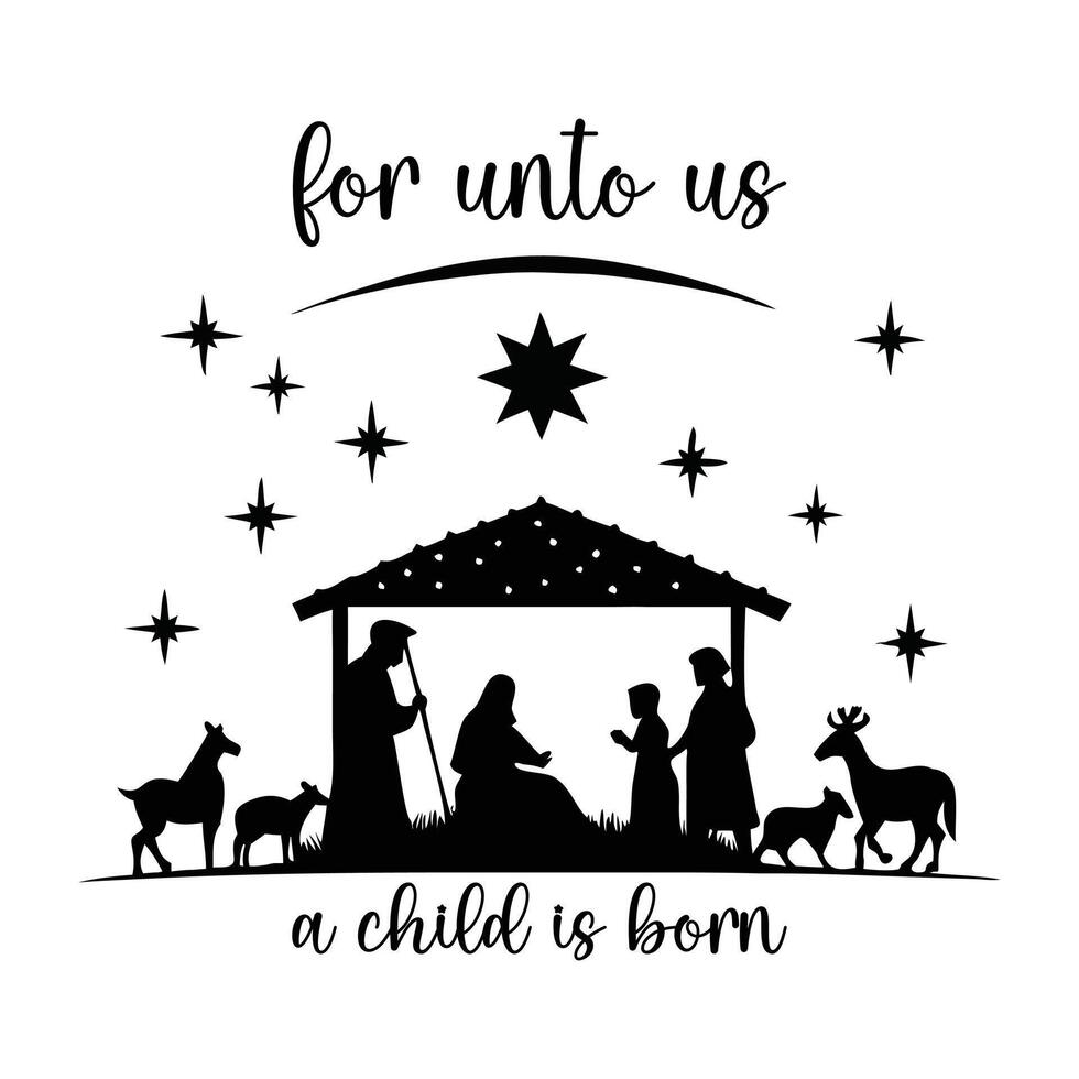 Artistic Nativity Illustration on Faith Themed T-Shirt vector