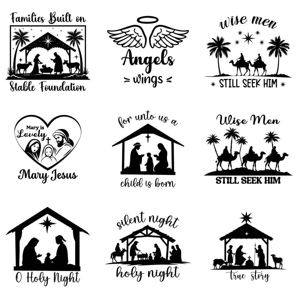 Collection of Holy Family Illustration for Christian Apparel vector