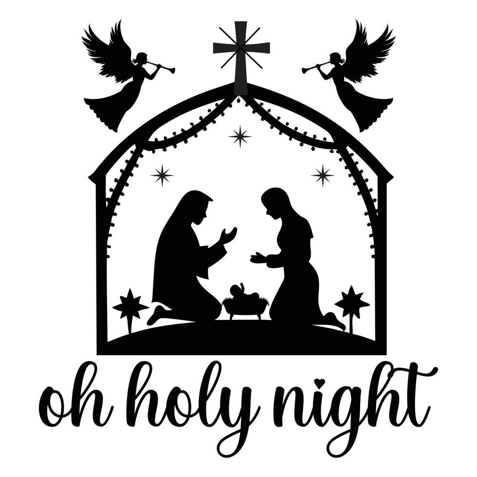 Beautiful Nativity Scene Design for Faith Apparel vector
