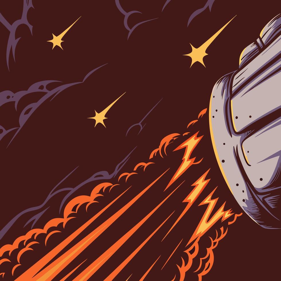 Rocket Ship Launching into Space vector