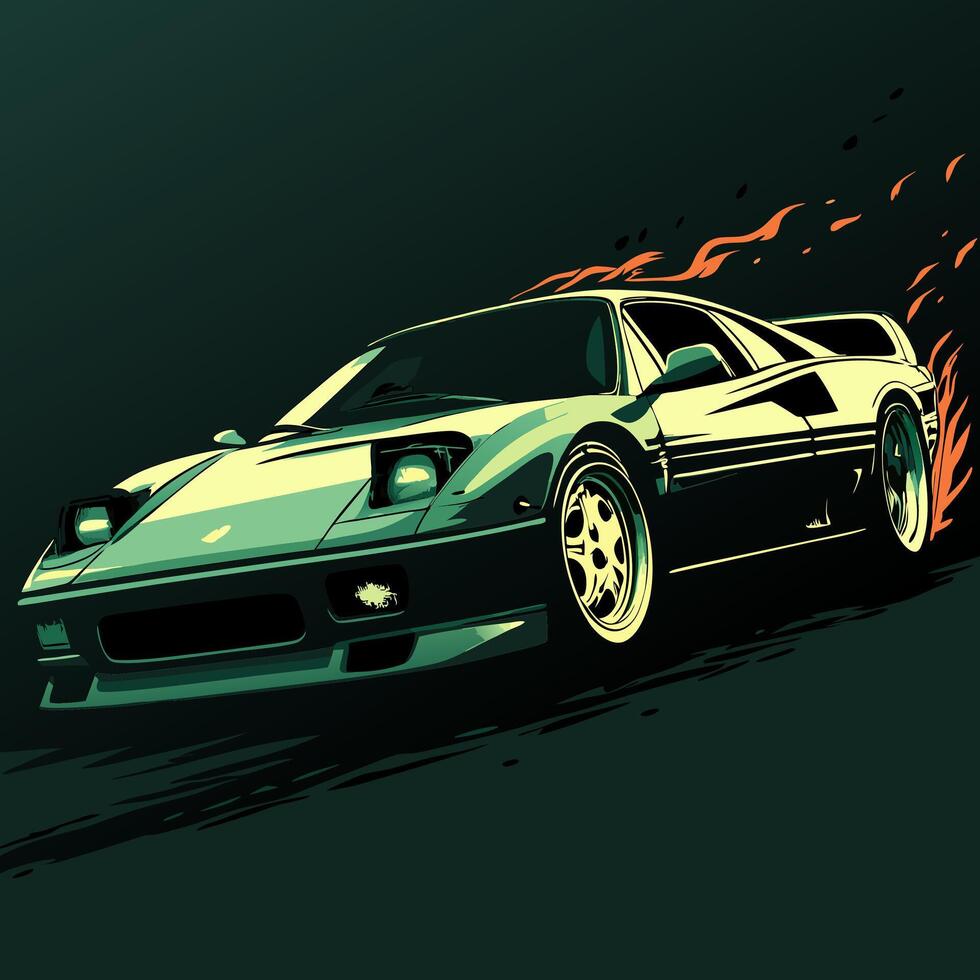 Fast Green Sports Car Speeding vector