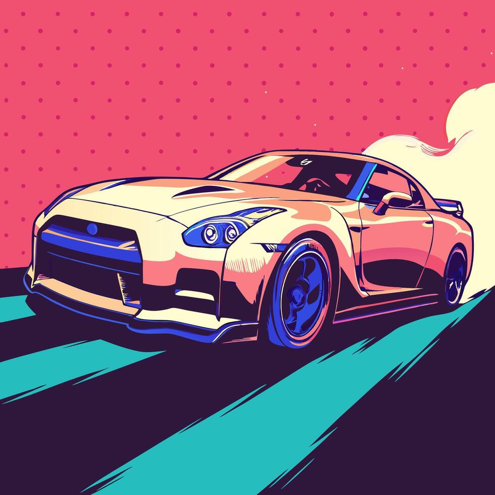 Fast Sports Car, Pop Art Style vector