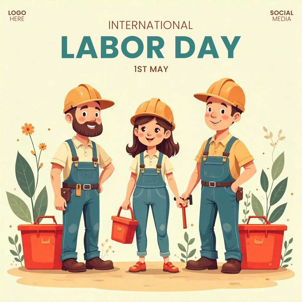 Downloadable Free Labor Day Editable Template Social Media May 1st Post psd