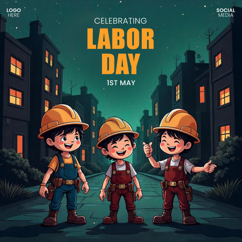 Free Downloadable 1st May Template for Labor Day Social Media Post psd