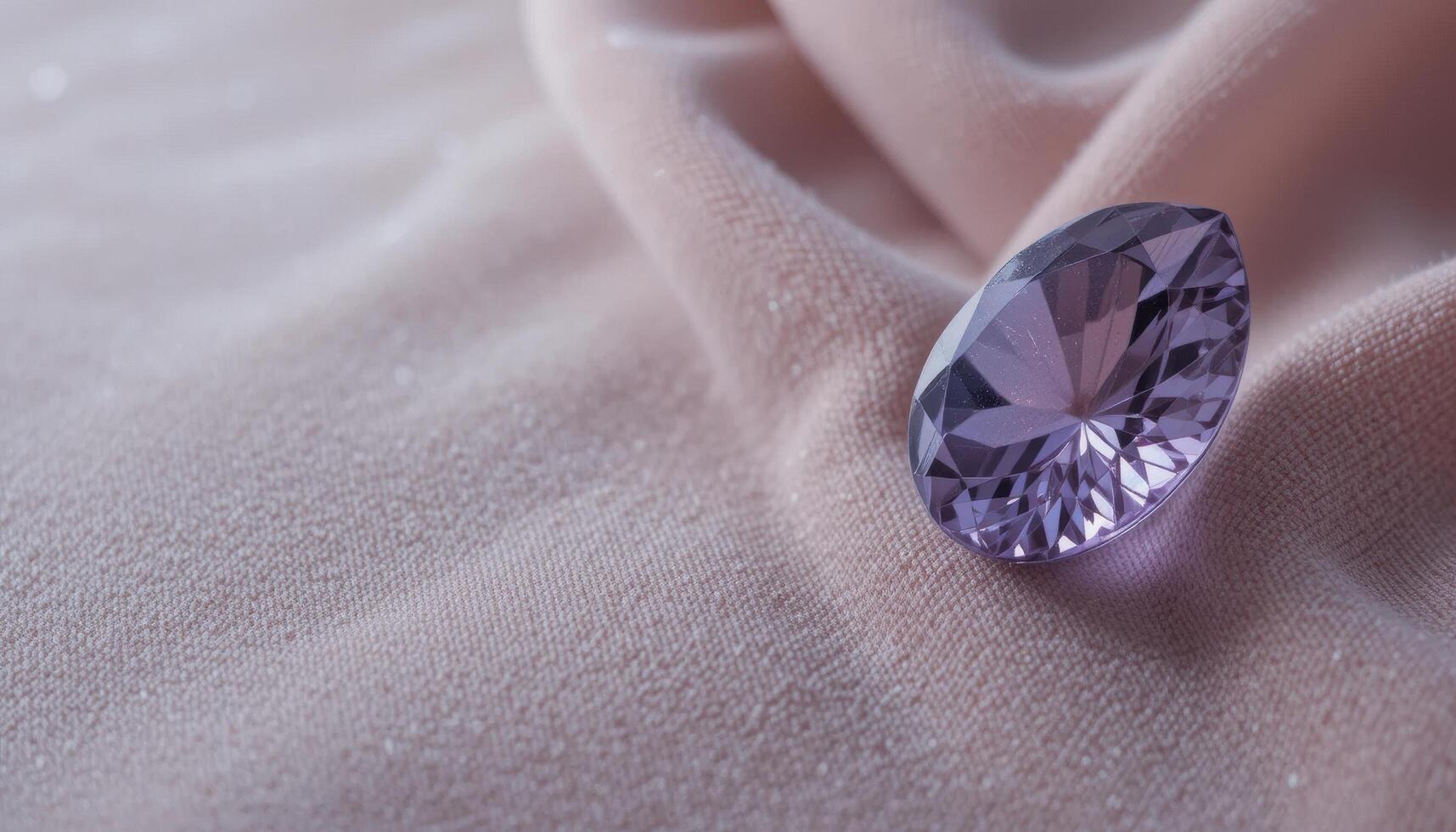Elegant Purple Gemstone on Soft Fabric, Close-Up View with Sparkle photo