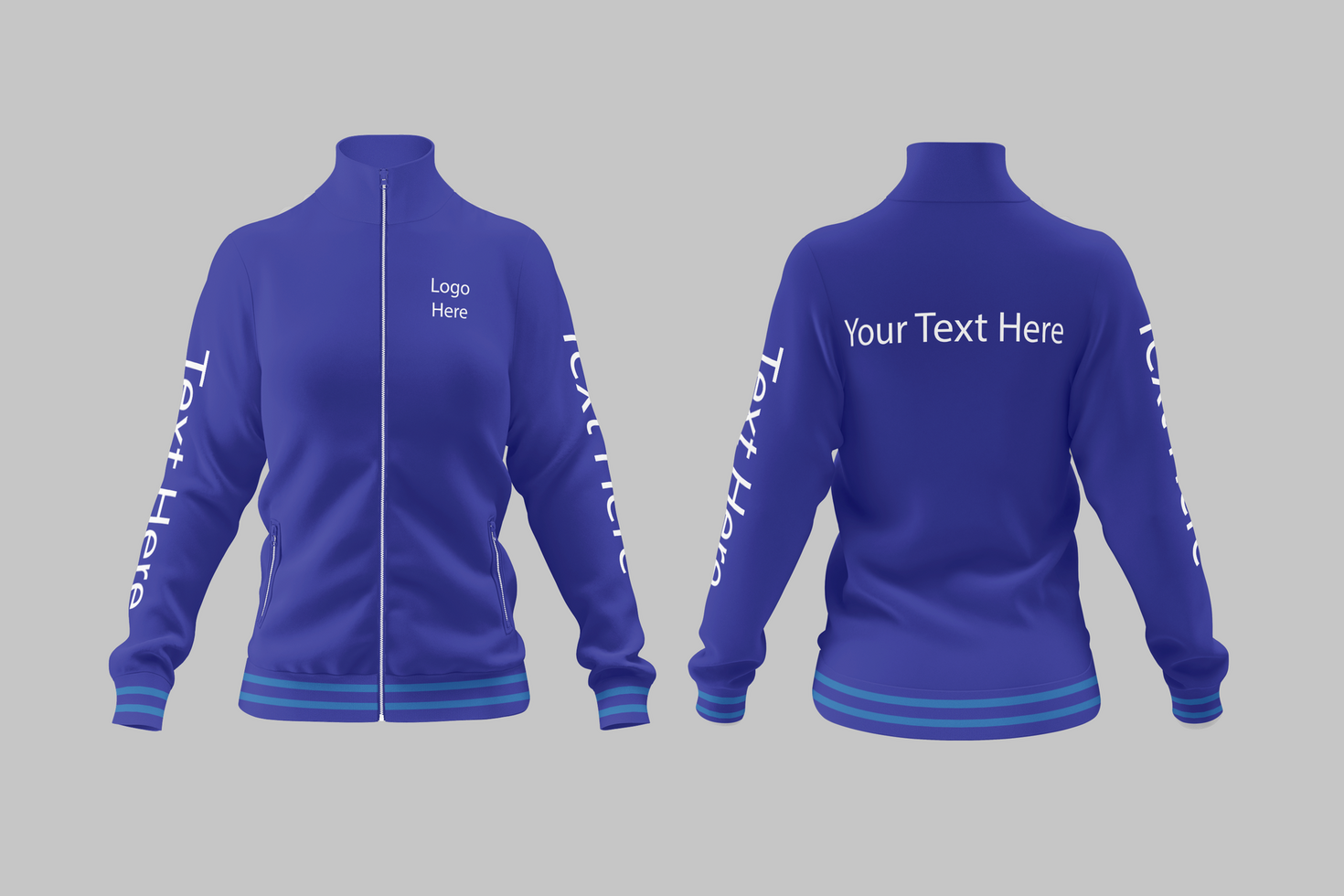 Blue Jacket Mockup with Front and Back Views psd