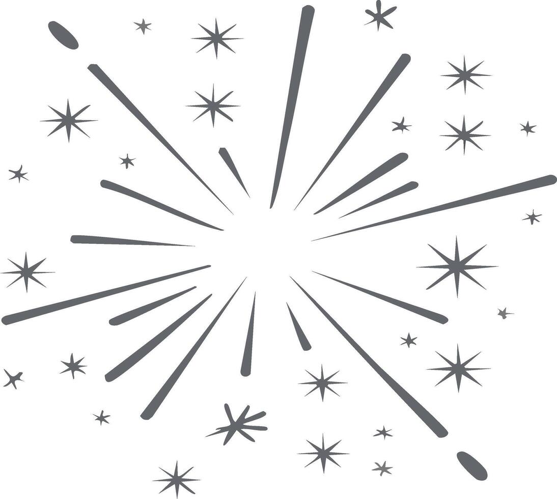 A black and white illustration of a starburst vector