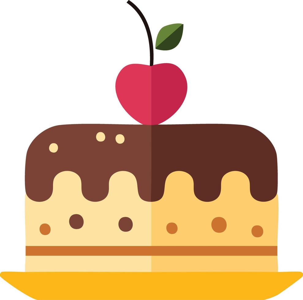 Cake with cherry on top vector