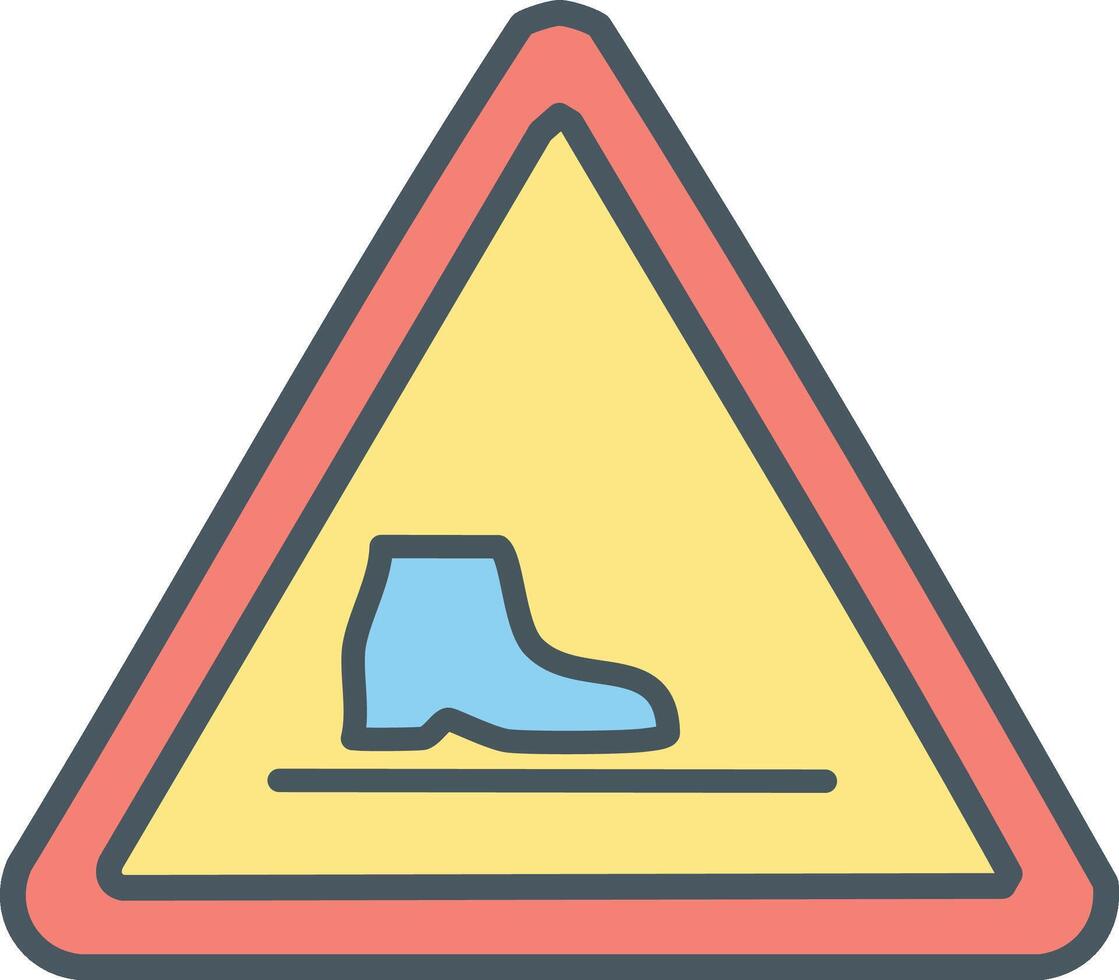 A warning sign with a shoe on the ground vector