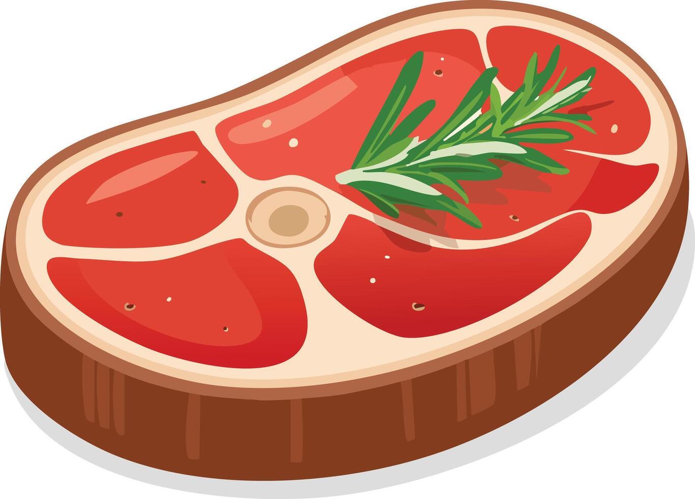 Steak with rosemary and meat on a white background vector