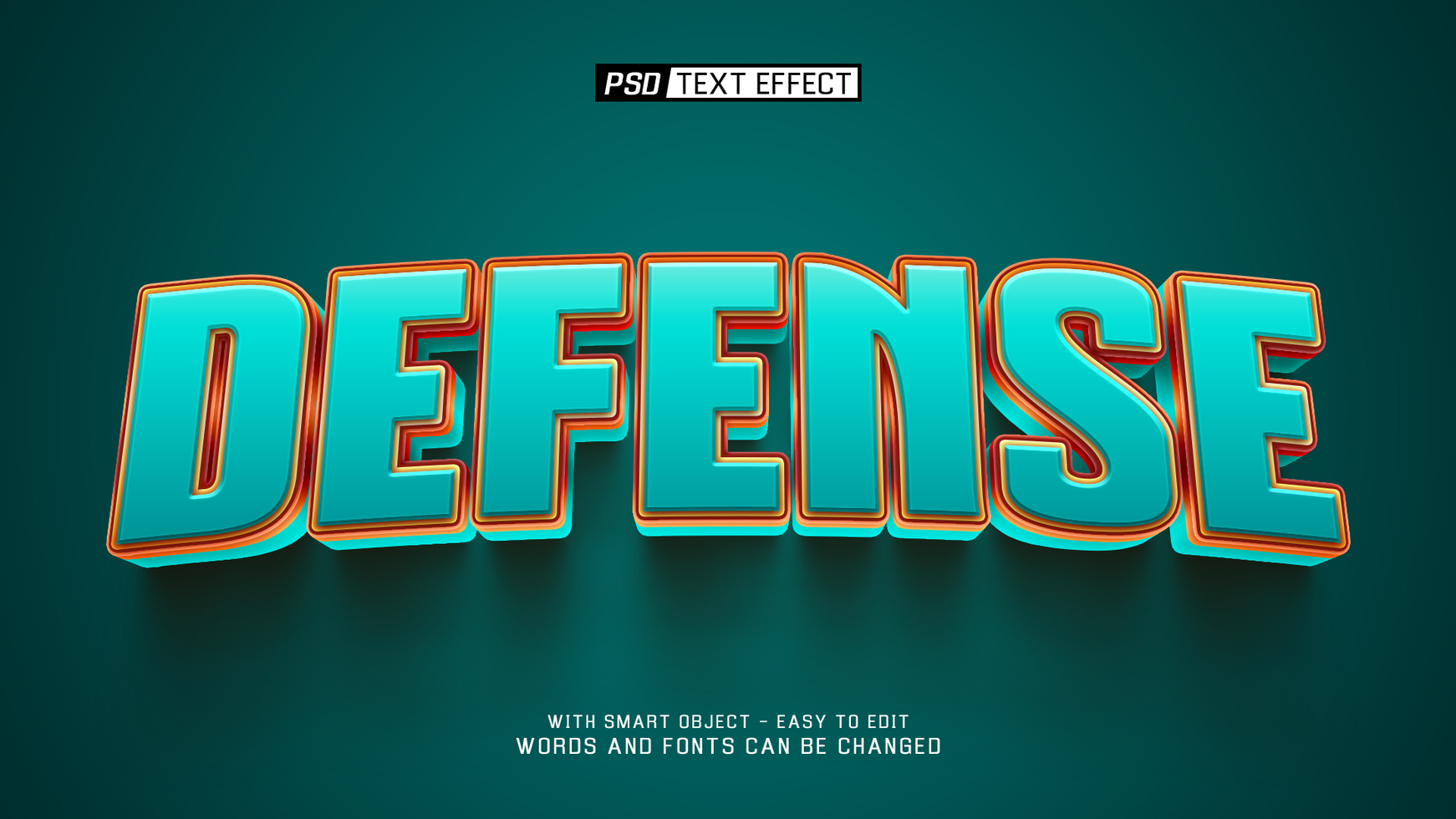 defense 3d text effect psd