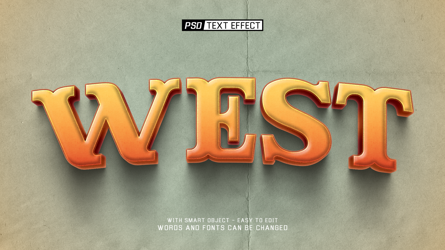 west 3d text effect psd