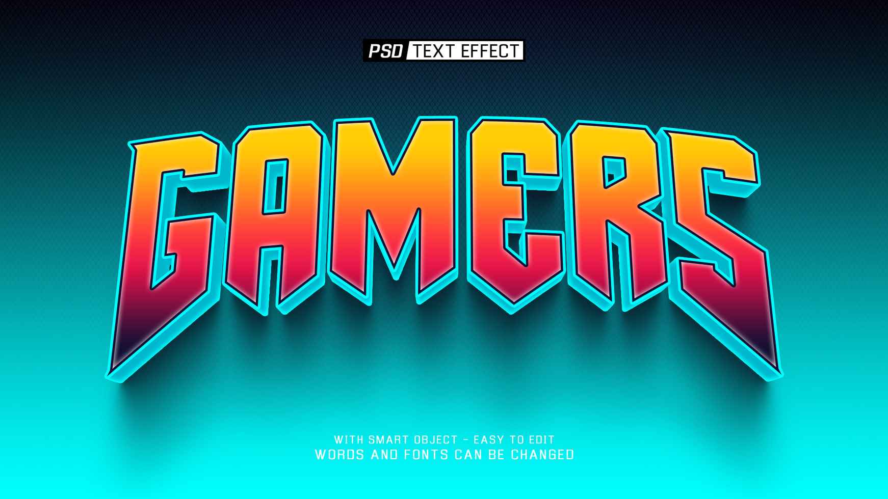gamers 02 3d text effect psd