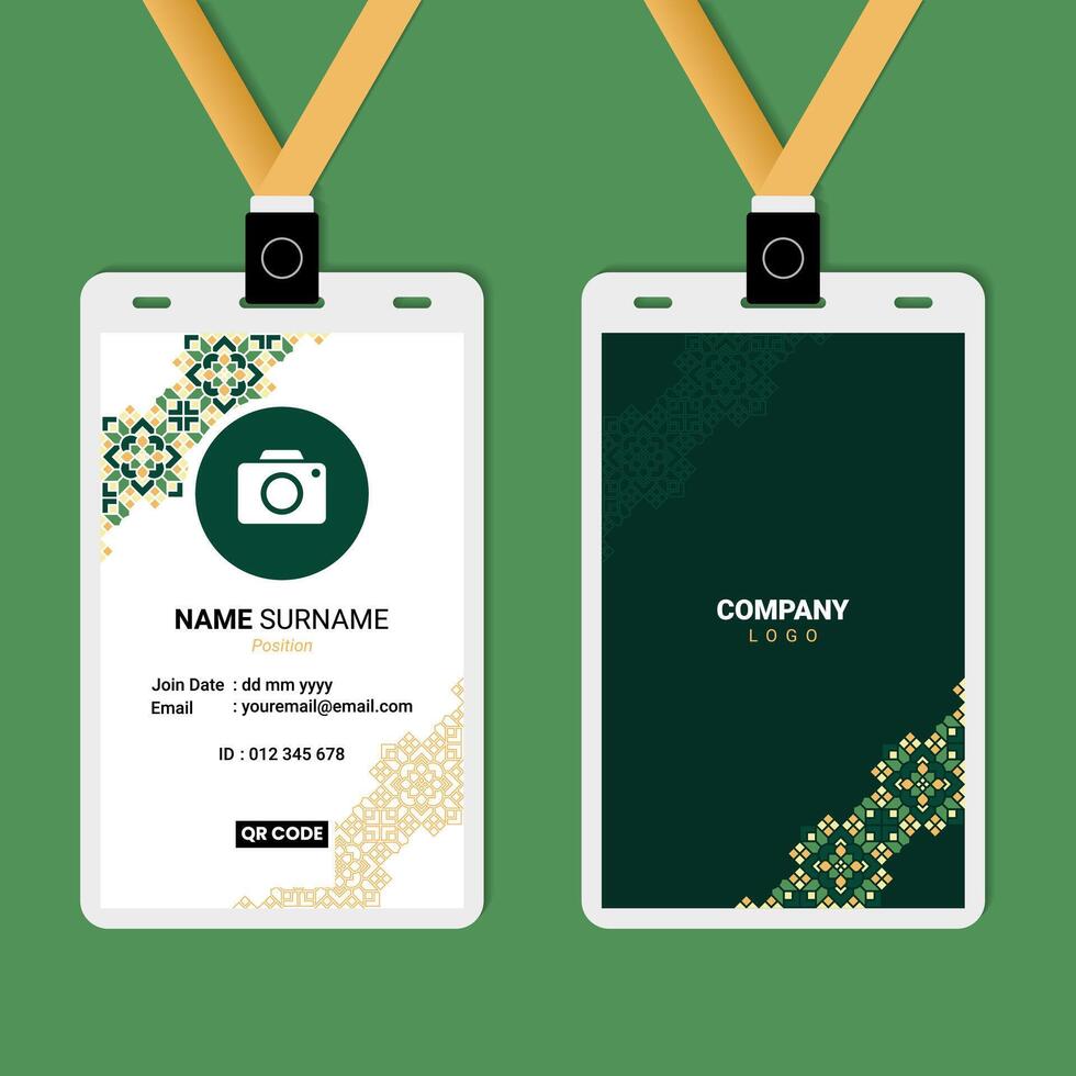 ID Card Design with Oriental Diagonal Geometric Mandala Ornament vector