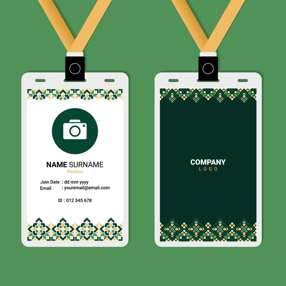 ID Card Design with Oriental Geometric Mandala Ornament Border on The Top and Bottom vector