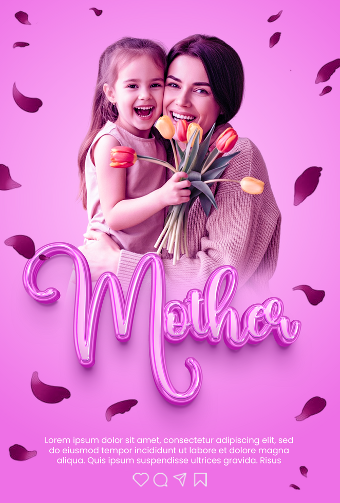 Happy Mother Day Greeting Template For Social Media Post With Mother Day Celebration Background psd