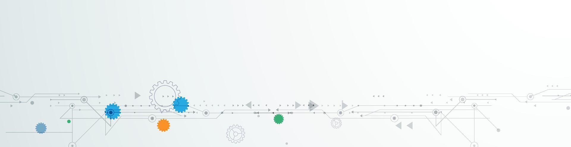 Abstract modern technology design. White circle, geometric shape, wave wireframe line pattern and circuit board on white - grey background. vector