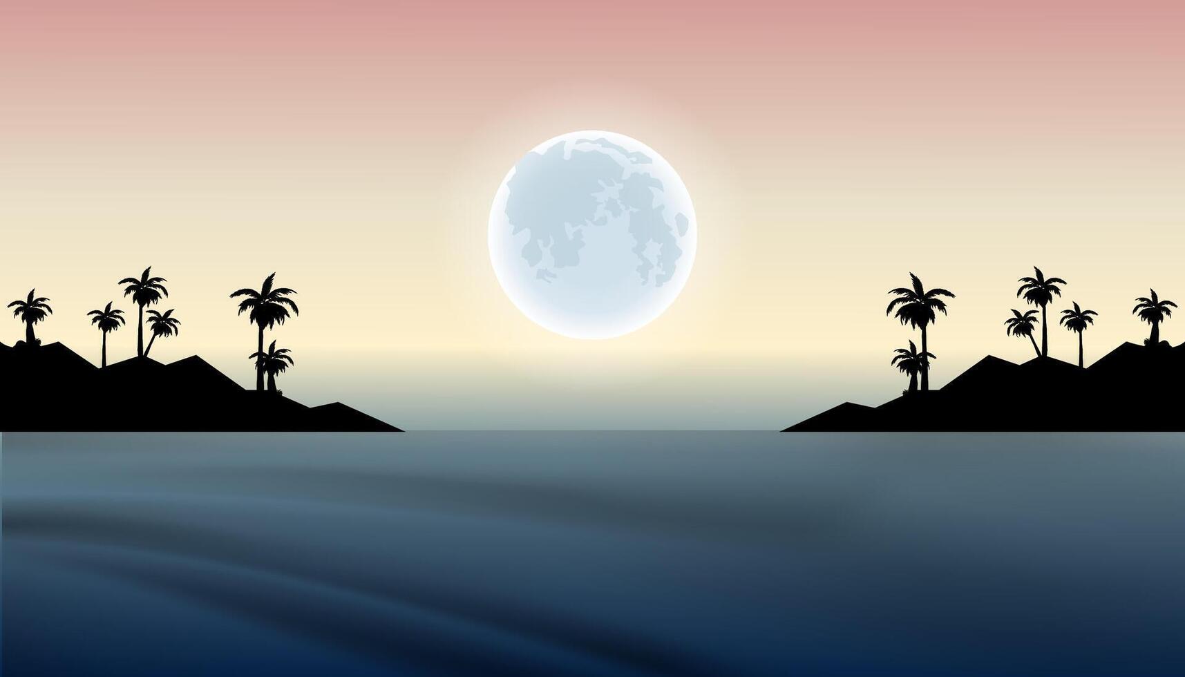 A beautiful and calming view of the sunset at sea.Beautiful sunset seen from a hill. vector