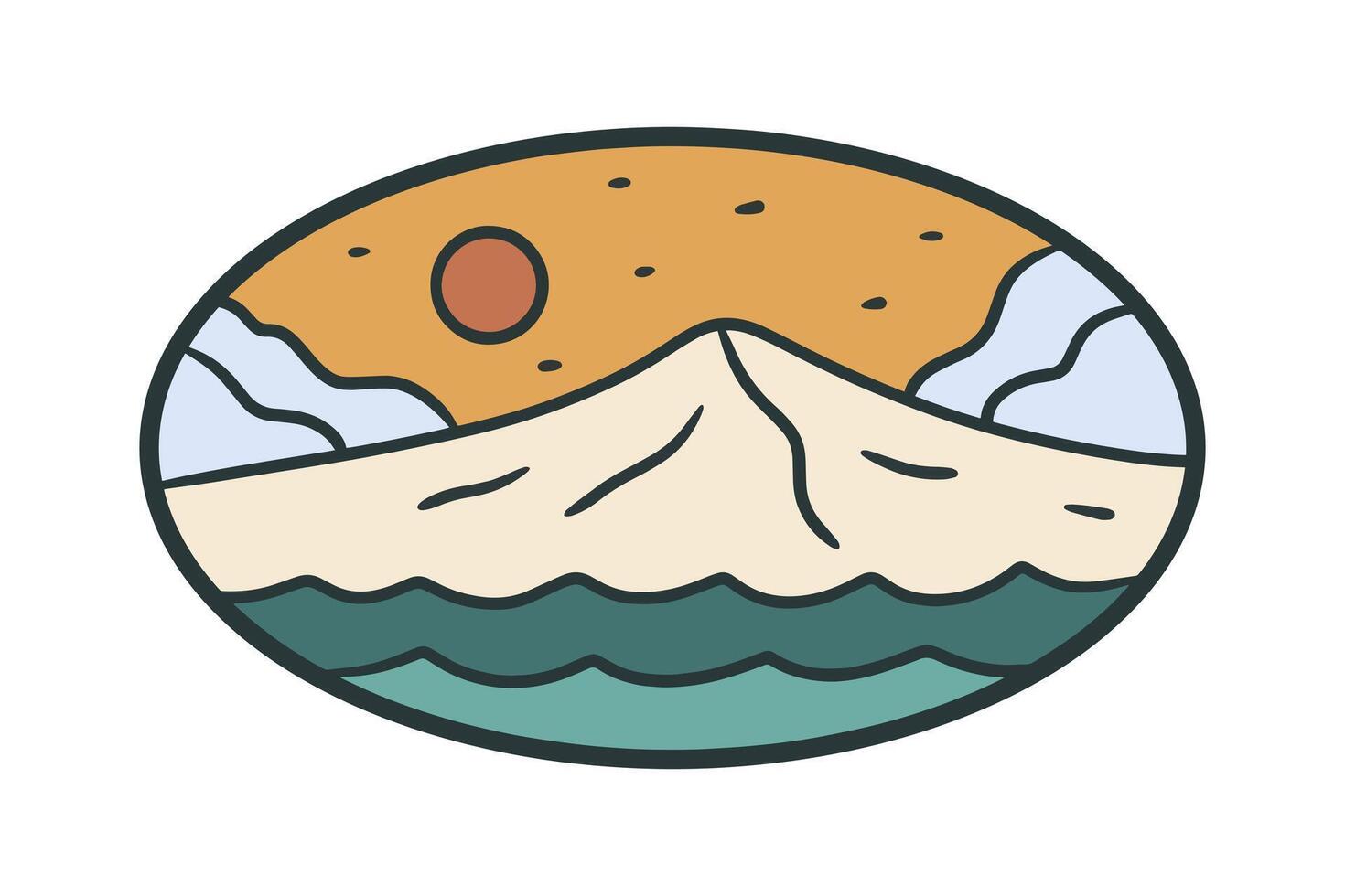 The big mountain and nature view for camping activity design for t shirt sticker and badges vector
