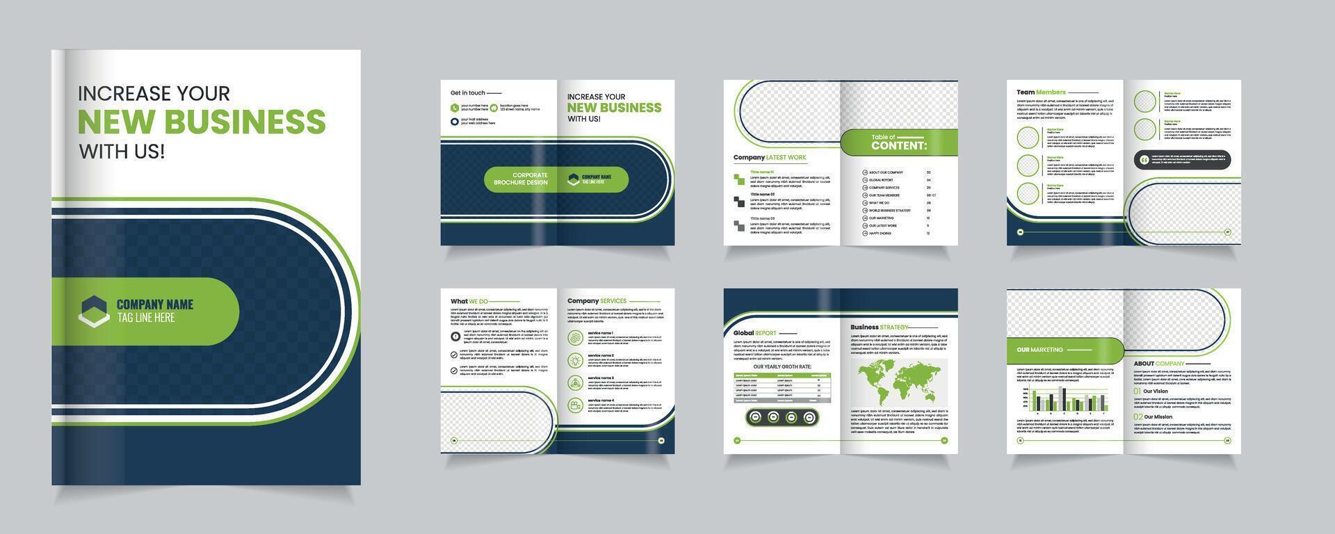 Creative Business Brochure Design Showcasing Professional Services and Growth Strategies, corporate brochure editable template layout vector