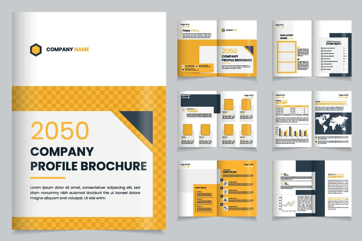 Company Profile Brochure Showcasing Innovative Solutions and Services in a Modern Design, business Brochure design vector