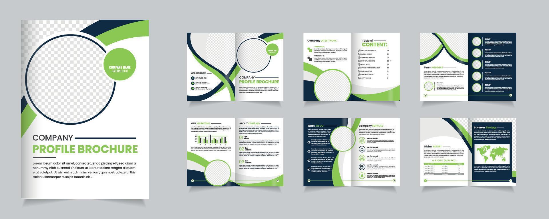 Company Profile Brochure Showcasing Modern Design Elements and Informative Layout, minimal business brochure template vector