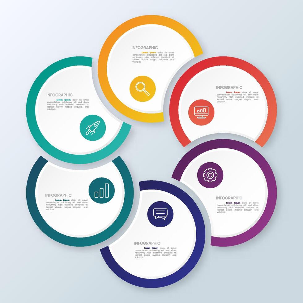 6 step Infographic circle shape elements for presentation vector
